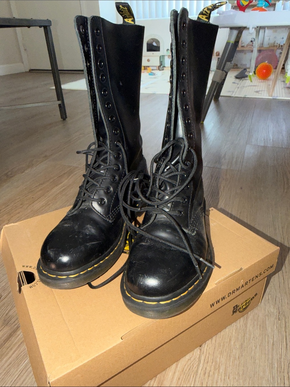 Dr. Martens Black 10-Eye Lace-Up Combat Boots